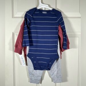 Carter's Blue and Red Striped Bodysuit Set